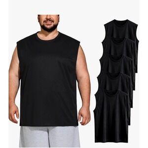 Men's Muscle Tank 5XL  Black  5pack Machine Wash Lightweight‎ Big&Tall New